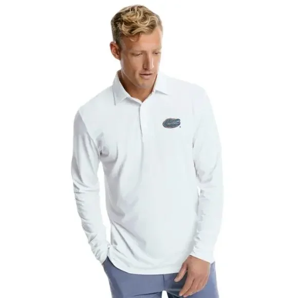 Southern Tide Florida Gators White Ryder PGA Golf Fishing Shirt Mens Large New